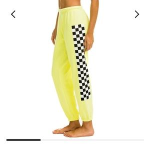 Aviator Nation Check Leg Sweatpants Neon Yellow